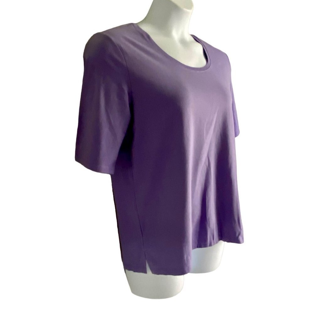 Draper's & Damon's Purple Short Sleeve Shirt Women's Size Large NEW NWT - Picture 3 of 8